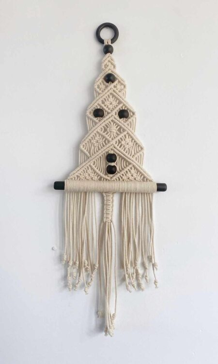 macrame holiday tree ornament and decoration