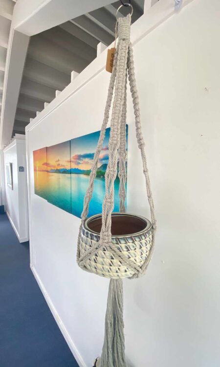 shop large grey macrame plant hanger