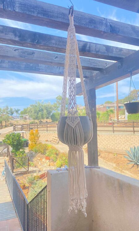 Large macrame plant hanger with interesting design