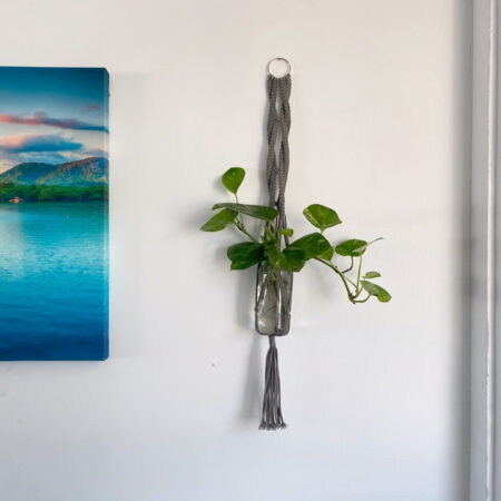 Shop Grey Macrame Plant Hanger in Grey