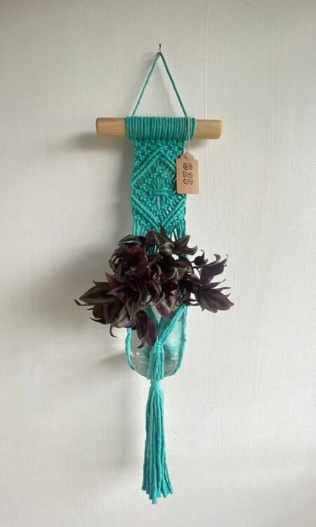 Aquamarine macrame plant hanger