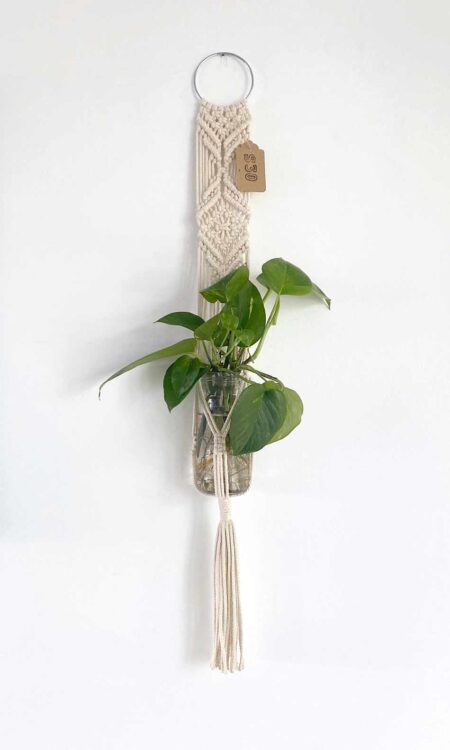 White macrame plant hanger