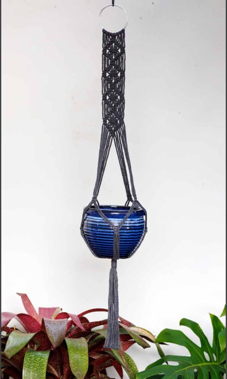 Macrame Plant Hanger - Amanda - Steel Grey
