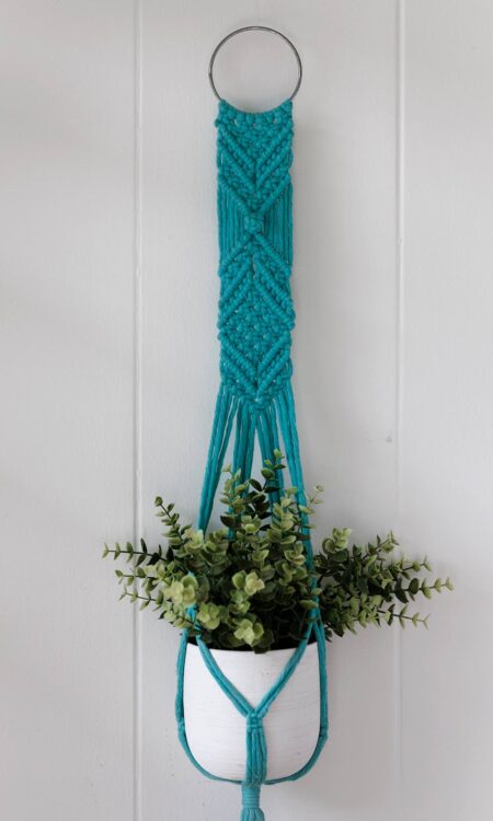 Aquarmarine macrame plant hanger for sale