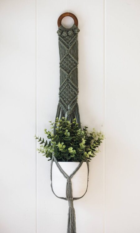 Green macrame plant hanger for sale