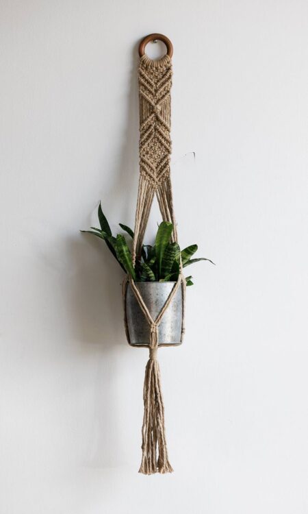 Neutral brown sandstorm macrame plant hanger handmade in Kailua, Hawaii