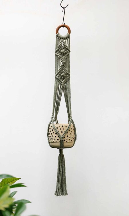Shop Macrame Plant Hanger in Green