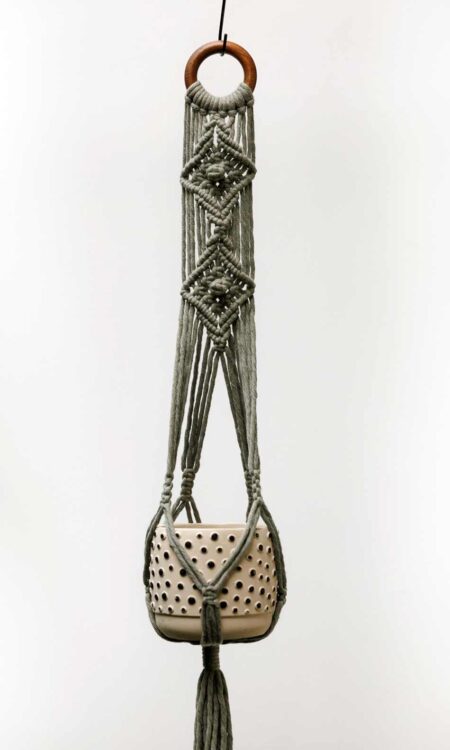 Green Macrame Plant Hanger for sale