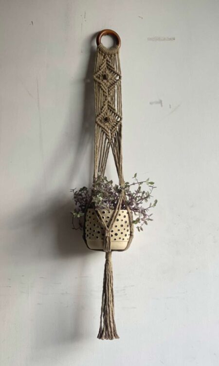 shop macrame plant hanger in brown