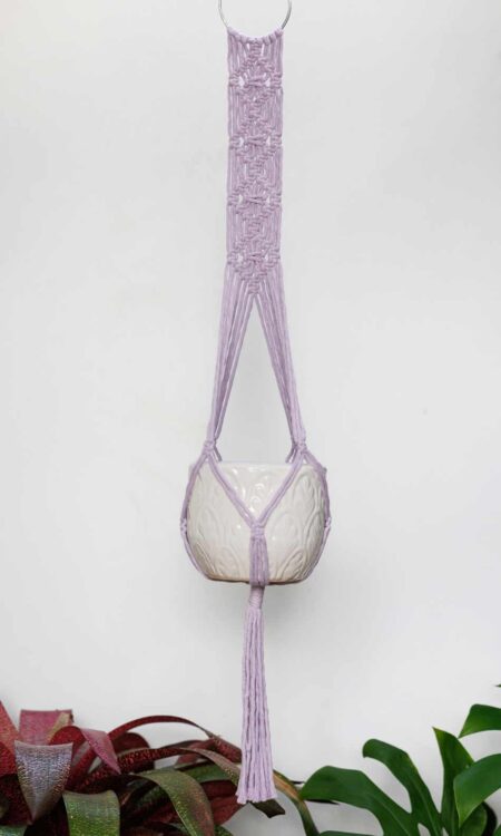 Lilac purple macrame plant hanger