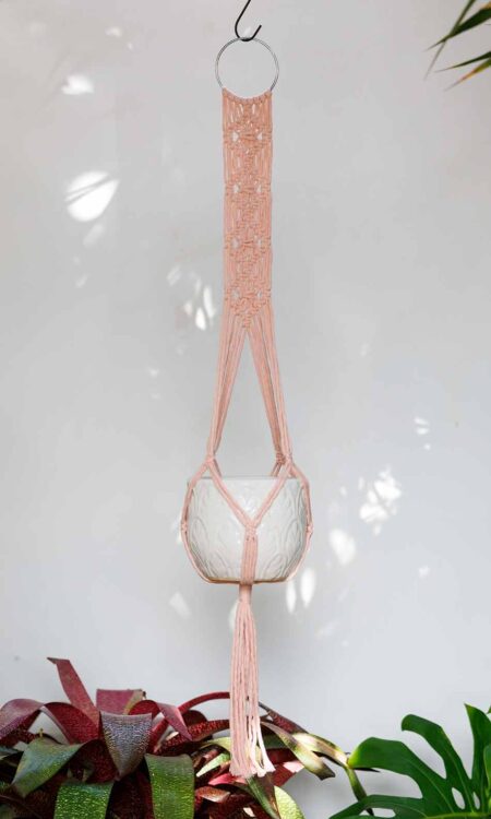 Pale Pink Macrame Plant Hanger