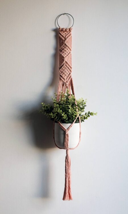 Macrame Plant Hanger in Pale Pink