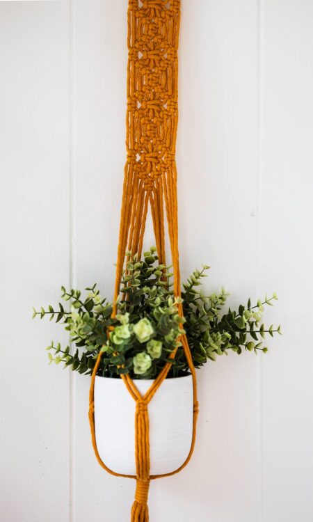 Yellow Macrame Plant Hanger for sale