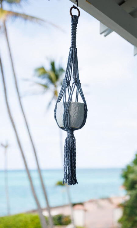 Cloudy Blue macrame plant hanger