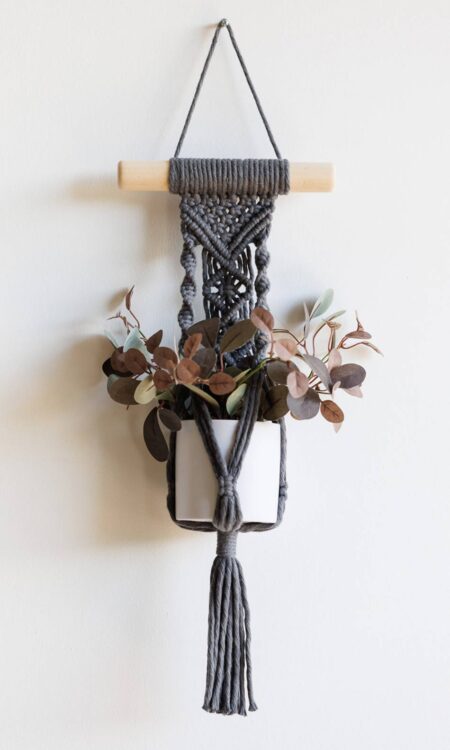 Small blue macrame plant hanger