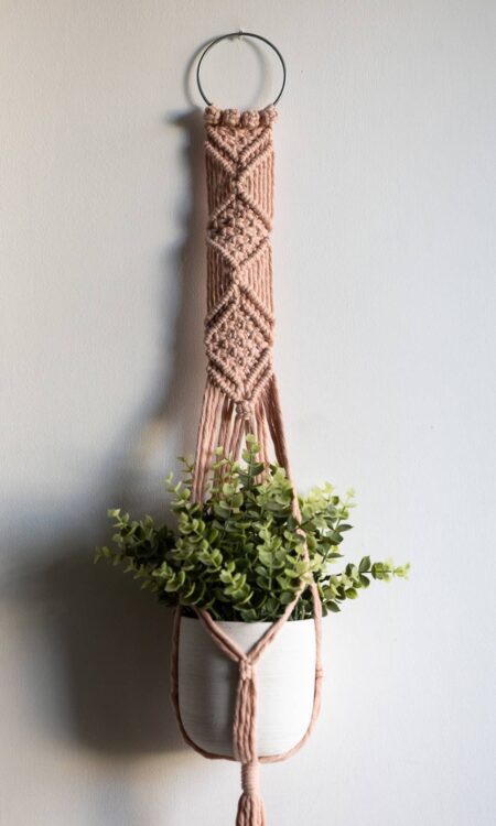 Macrame Plant Hanger in Pale Pink